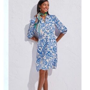 Cabi Athena Dress blue & soft white floral style #6149 size small